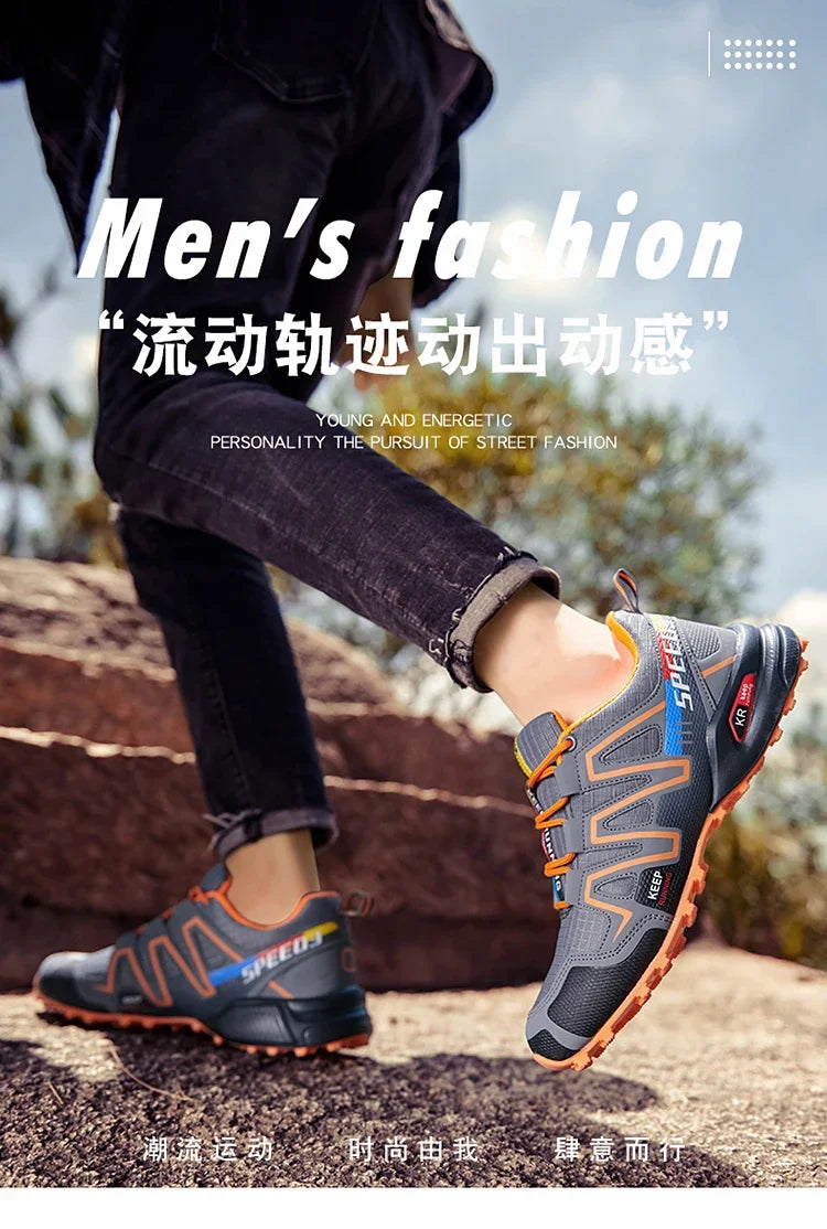 New Outdoor Hiking Shoes for Men Anti Slip and Waterproof Hiking Sports Shoes, Hiking Travel Shoes for Men Road Running Shoes