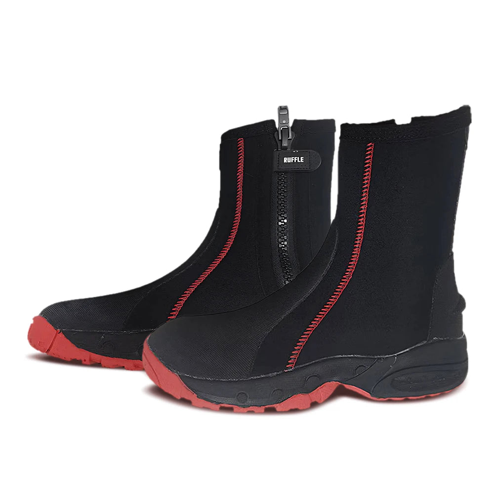 5mm Neoprene Durable Water Diving Boots with Chloroprene Rubber Shoelaces And Zippers for Warmth And Anti-Slip Short Boot