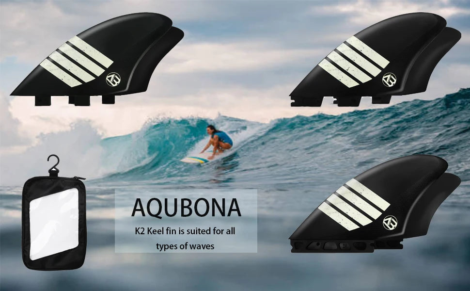 Surfboard Twin Keel Fins (2 Fins) Dual Tab Single Tab Sizes for Longboard Surfboard Funboard