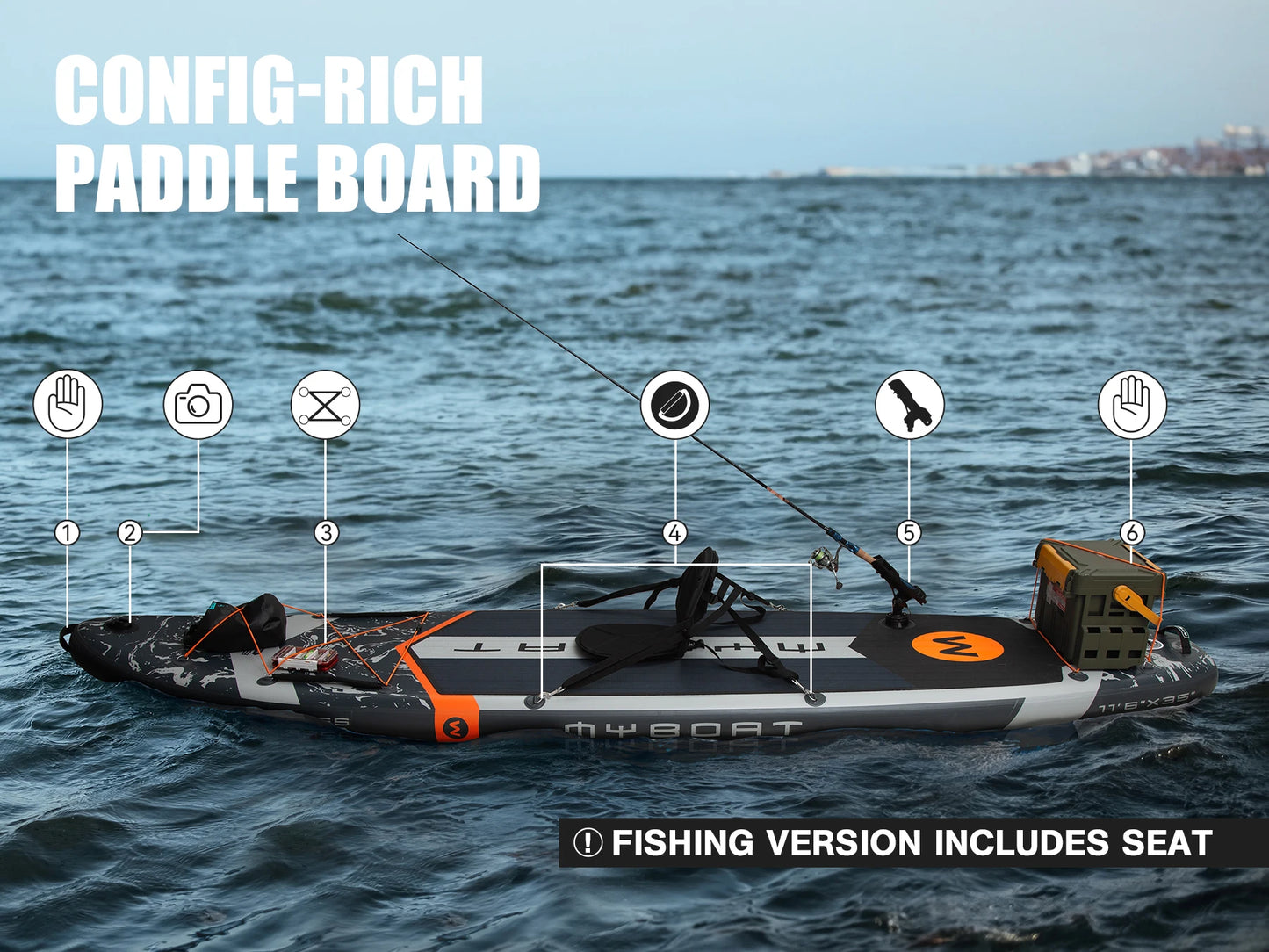Myboat Waterproof  Extra Wide Inflatable Paddle Board 11'6''x35''x6''Adult Standing Style Aquatic Fishing With Accessories SUP