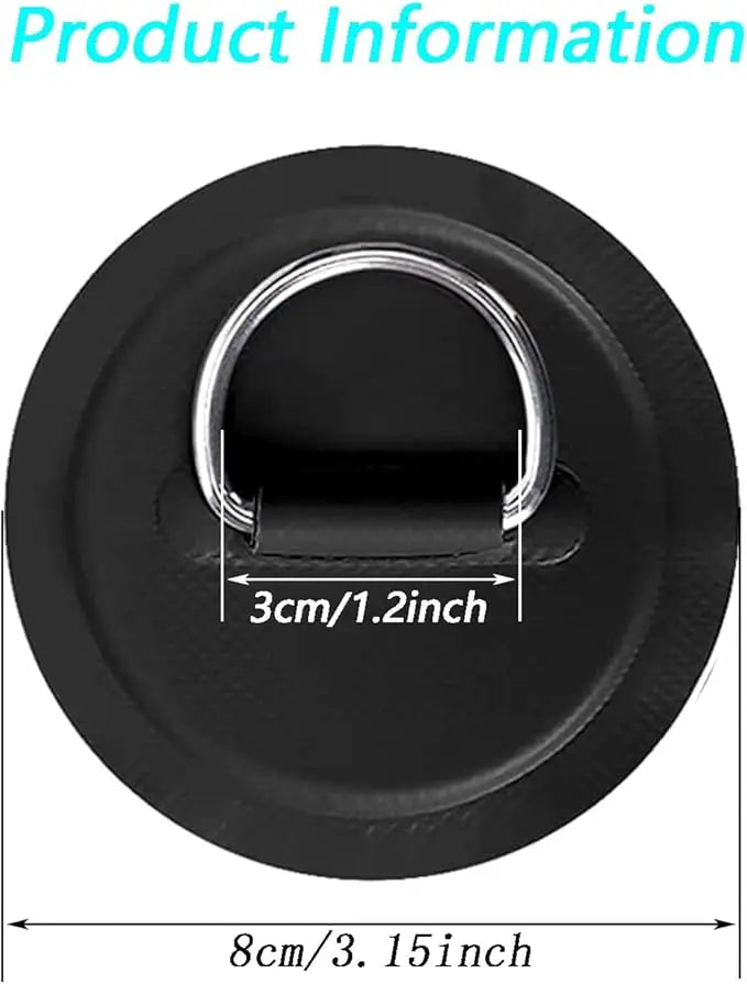 1/4Pcs 8cm Surfboard Dinghy Boat PVC Patch With Stainless Steel D Ring Deck Rigging Sup Round Ring Pad Boat Kayaking Accessorie