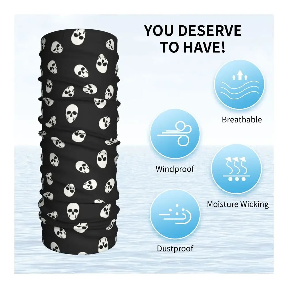Cool Skull Bandana Neck Gaiter Printed Balaclavas Face Scarf Warm Headband Outdoor Sports for Men Women Adult Washable