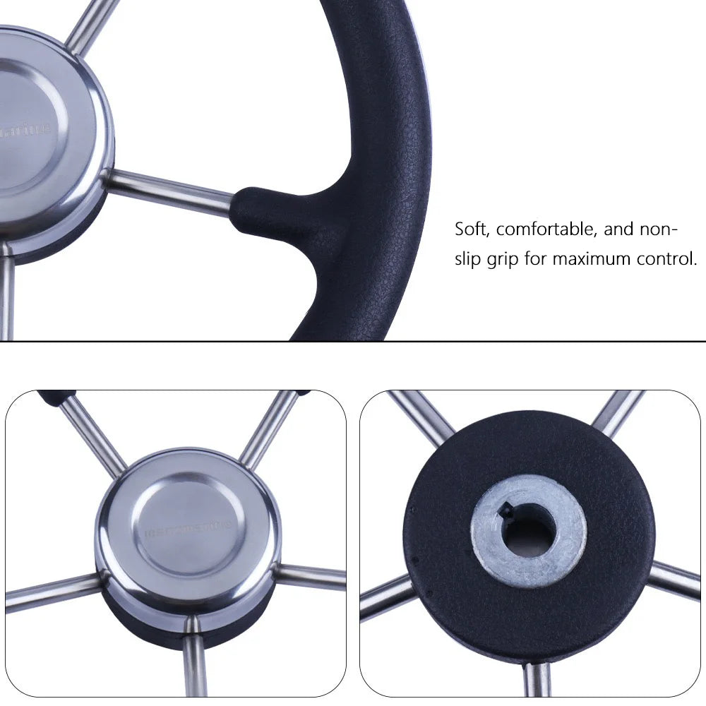 Stainless Steel Marine Steering Wheel with Non-Slip Foam Grip - Boat Yacht Steering System Part, Wholesale Marine Hardware