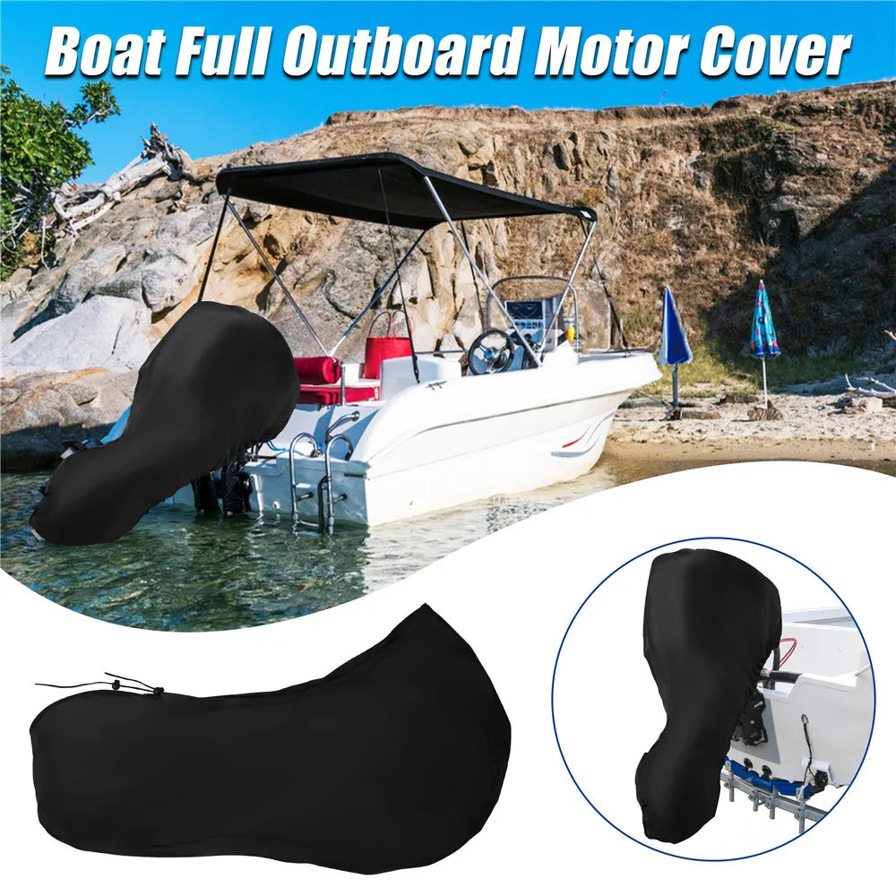 Outboard Motor Cover 420D Waterproof Boat Motor Cover 0-350HP UV-Proof Black boat marine engine cover for Boat motors