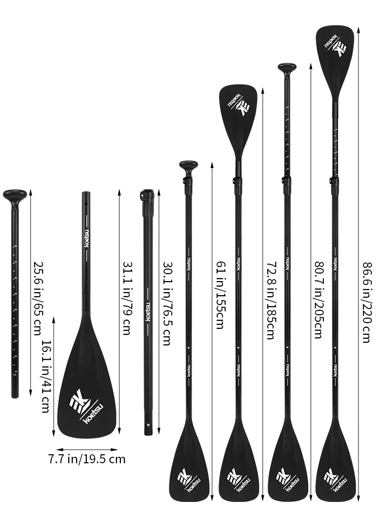 KOETSU Adjustable Aluminum Alloy Paddle for SUP Board and Kayak - Convertible Single/Double Head Oar for Water Sports,