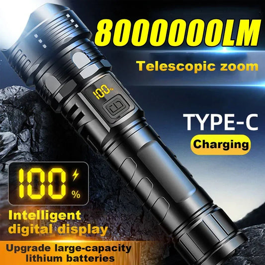 Powerful Led Flashlight Super Bright Tactical Torch Light Emergency Spotlights Telescopic Zoom Lantern Built-in Batte 18650ry