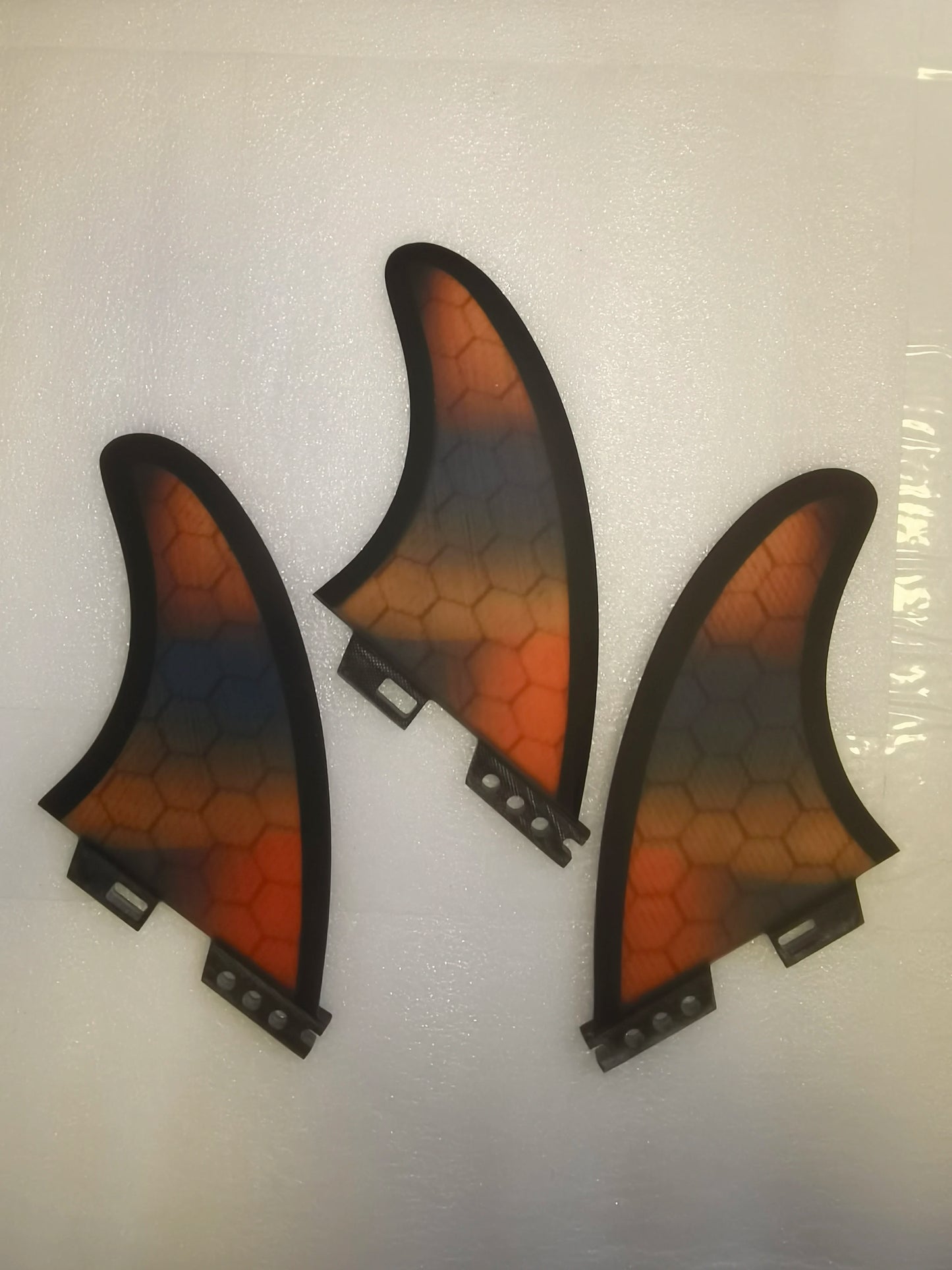 Pure Resin Surfboard Fins Tri Set Double Tabs II Base Size M - Surfing Equipment