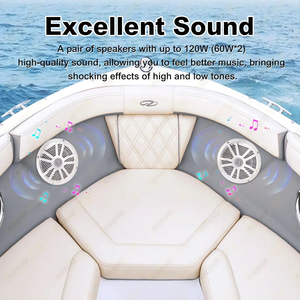 Marine Stereo Boat Radio Waterproof With Speaker Bluetooth FM AM Digital Media Audio Player For Yacht Gauge ATV UTV RV Golf Cart