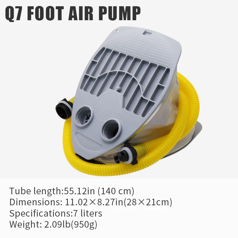 KOTESU foot-operated air pump for inflatable boats, SUP paddle boards, and kayaks, with a portable bellows design of 5L and 7L