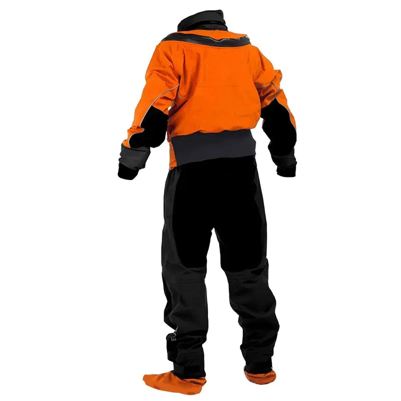 Fato seco poli impermeável de 4 camadas com capuz para caiaque, rafting SUP em água com zíper longo terno seco para homens