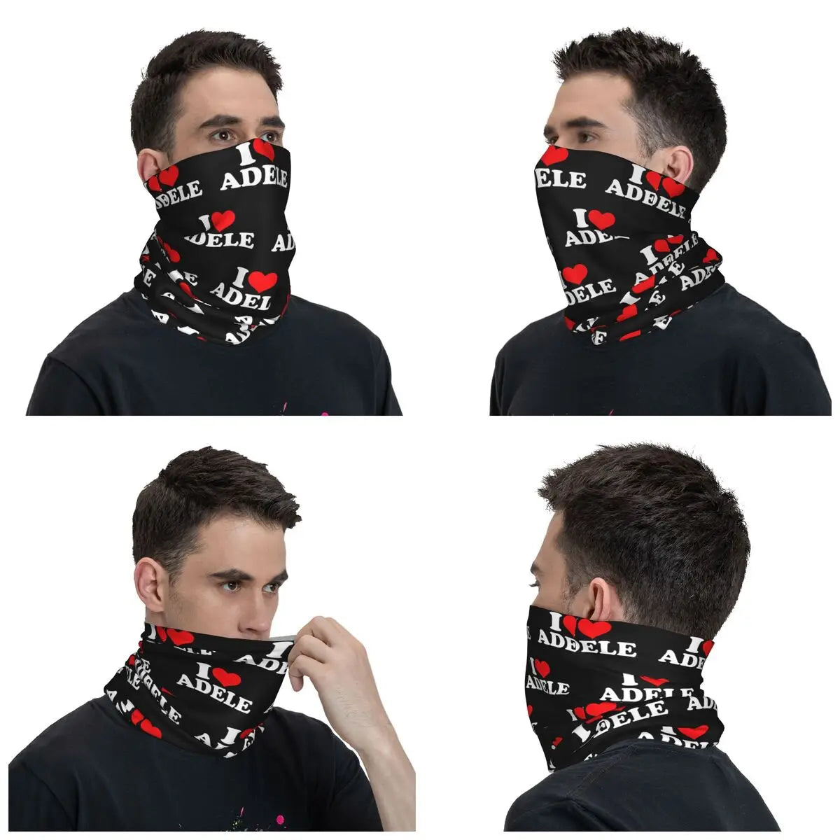 I Love Adele Bandana Neck Cover Printed Face Scarf Multi-use Cycling Scarf Hiking for Men Women Adult Washable