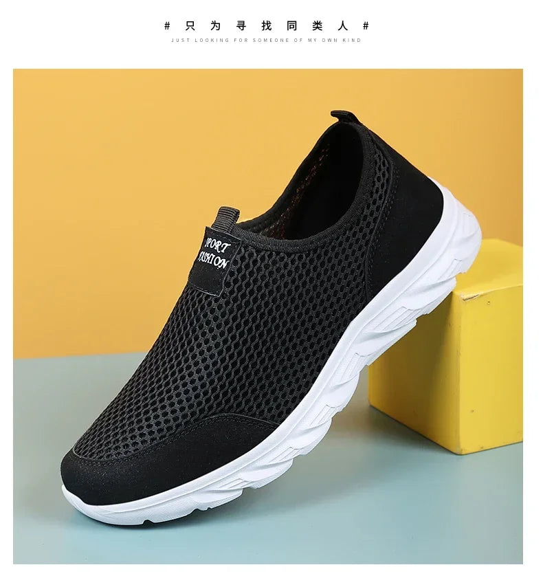 YRZL Sneakers Men Summer Casual Shoes Men Mesh Breathable Outdoor Non Slip Sports Shoes Slip on Loafers for Men Pius Size 38-46