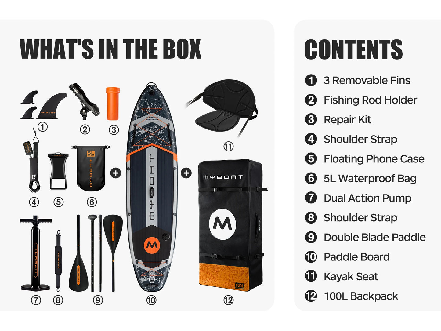 Myboat Waterproof  Extra Wide Inflatable Paddle Board 11'6''x35''x6''Adult Standing Style Aquatic Fishing With Accessories SUP