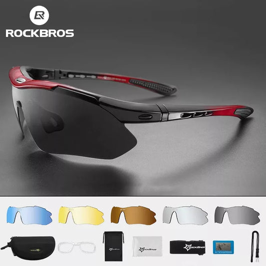 Rockbros polarizado esportes dos homens óculos de sol ciclismo estrada mountain bike bicicleta equitação proteção óculos 5 lente