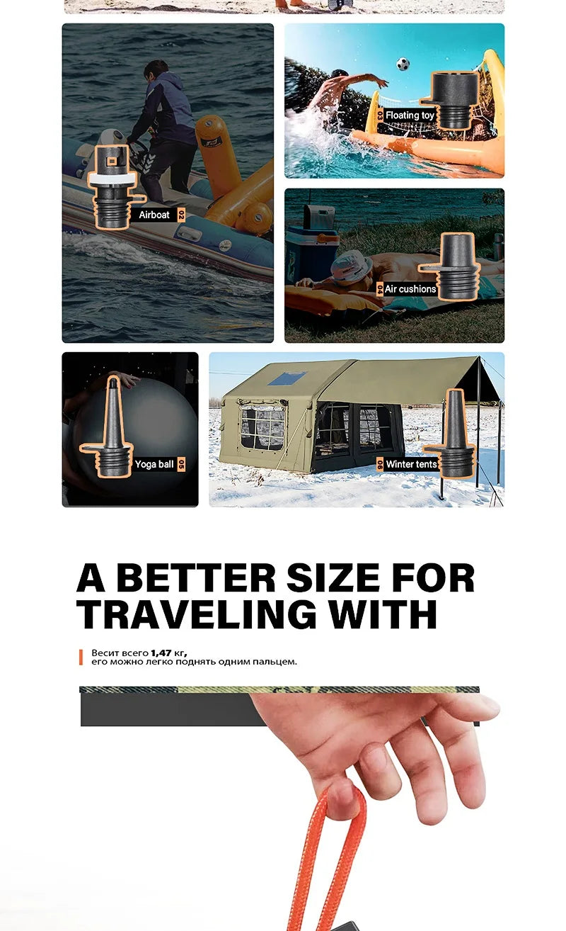 20PSI SUP Pump Stand-Up Paddle Rechargeable Inflatable PVC Boat Kayak Accessories for Stand Board Surfing Kite Tent Mattress