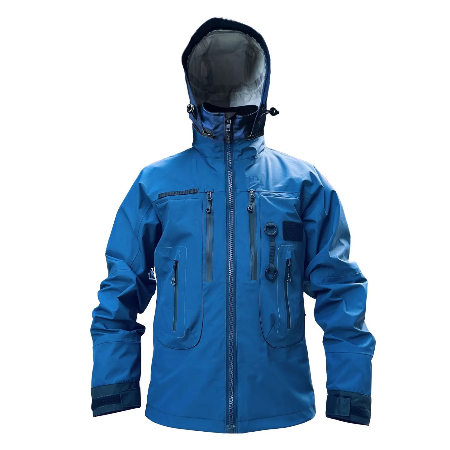 Waterproof Fishing Rain Suit Set Insulated Waist Wader and Hooded Wading Jacket Winter Sailing Clothing for Men&Women Navy Blue