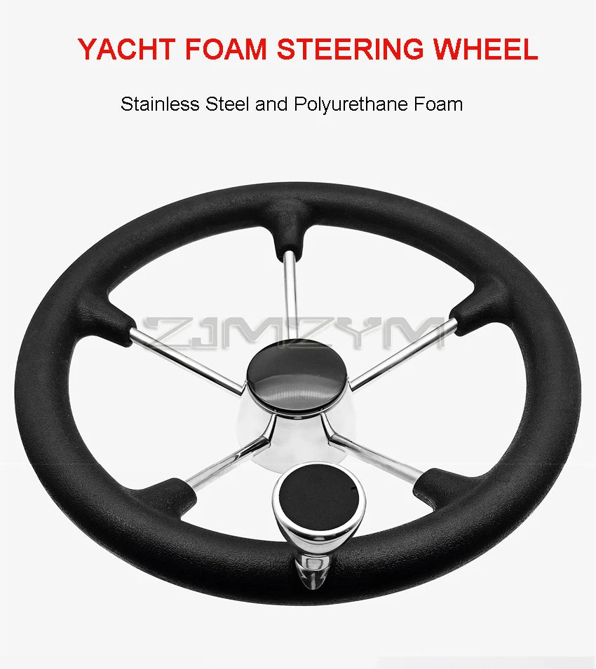 11" 13.5 " Marine Stainless Steel Boat Steering Wheel For Yacht with Black Foam Grip Boat Accessories