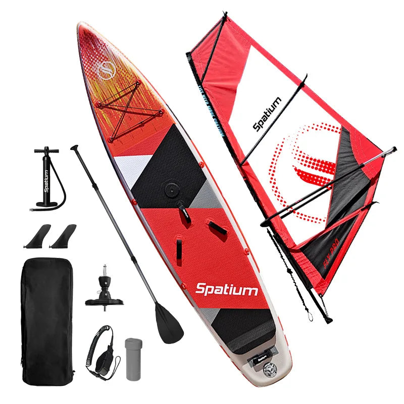 Inflatable Windsurf SUP Board Sail Kit 2 in 1 Crossover Paddle Board With Compact Rig Portable Windsurfing Sailboat Multi Sport