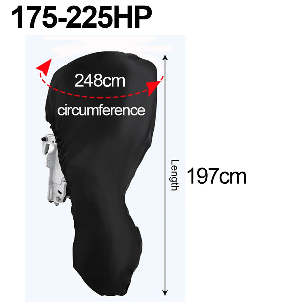 Outboard Motor Cover 420D Waterproof Boat Motor Cover 0-350HP UV-Proof Black boat marine engine cover for Boat motors