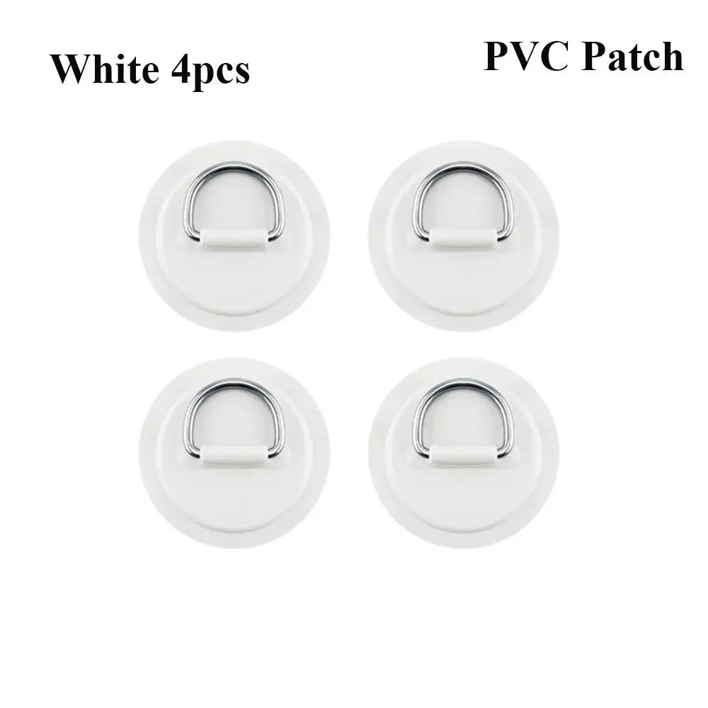 1/4Pcs 8cm Surfboard Dinghy Boat PVC Patch With Stainless Steel D Ring Deck Rigging Sup Round Ring Pad Boat Kayaking Accessorie