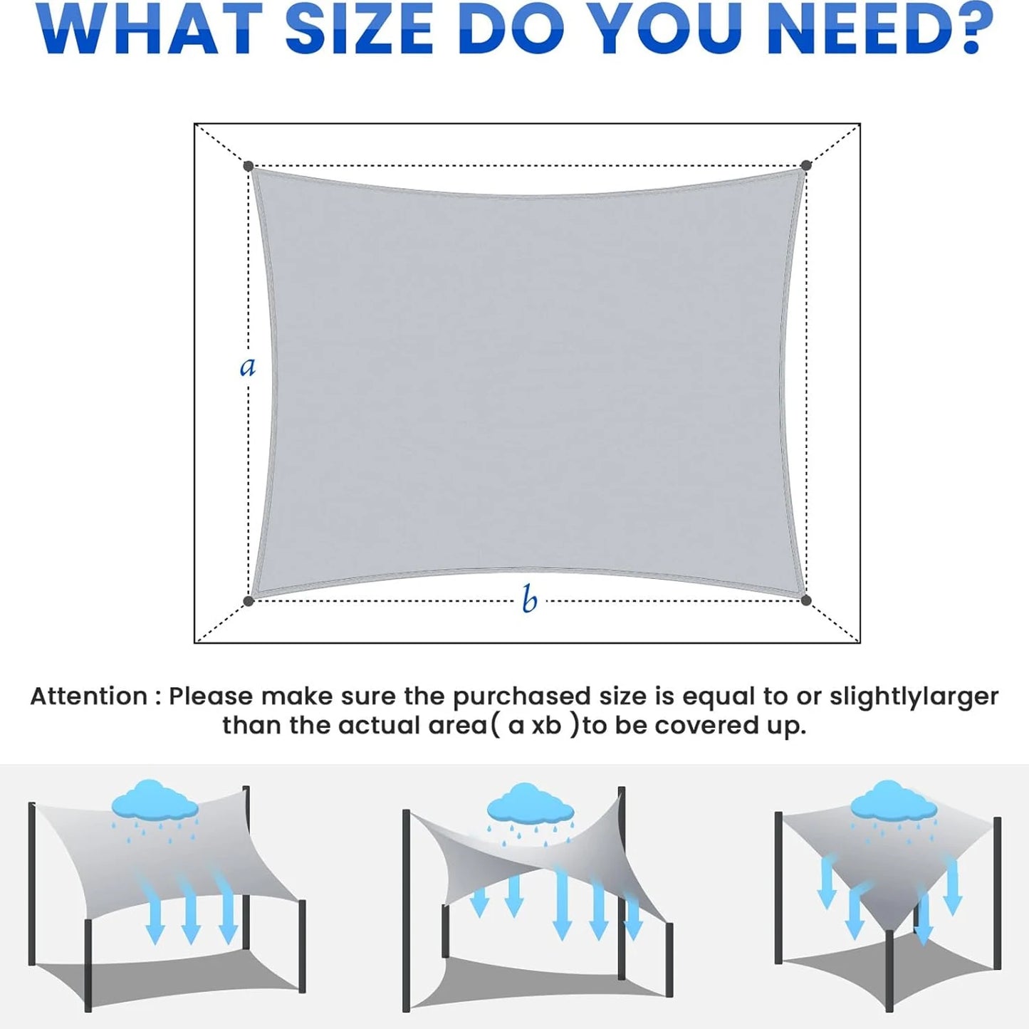 95% UV Block Waterproof Sun Shade Sail - High-Density Breathable Canopy for Patio Garden Pool Backyard, Windproof with Stainless