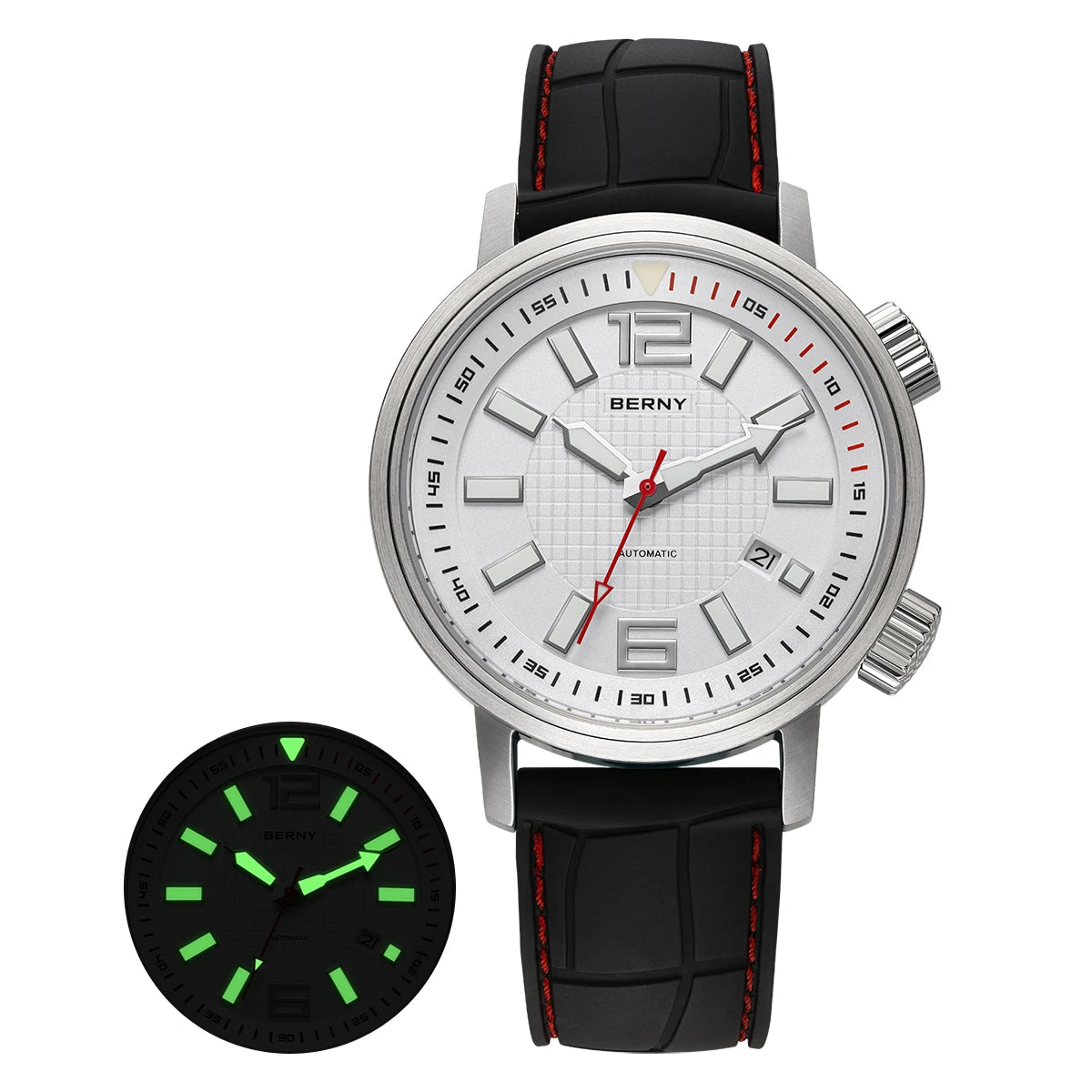 BERNY Automatic Diver Watch for Men Super Luminous Sapphire Miyota 8215 Compressor 20ATM Swimming Scuba Diving Sports Man Watch