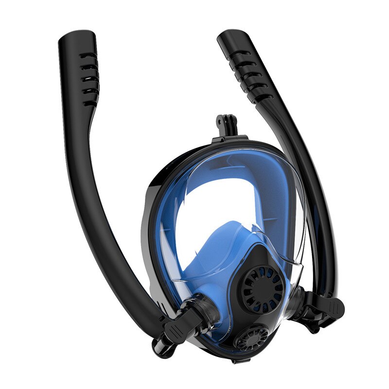 Snorkeling Mask Double Tube Silicone Full Dry Diving Mask Adult Swimming Mask Diving Goggles Self Contained Underwater Breathing