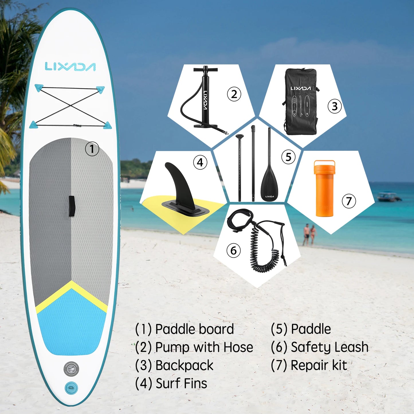 Inflatable Paddle Board Stand Up for Adult 6 Inch Thick SUP Paddleboard Water Sport Surf Set with Adjustable Paddle Pump Travel