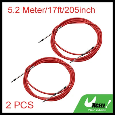 2pcs 134 181 205 228 Inch Marine Throttle Shift Remote Control Box Cable for Outboard Engine Boat Motor Steering System Red