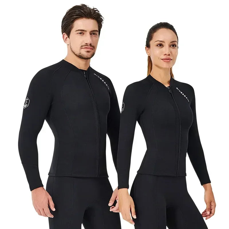 Wetsuit Jacket 2mm Neoprene Pant for Men Women Tops Long Sleeve Black Grey For Kayak,Skin Dive, Surfing Suit,  Diving Gear