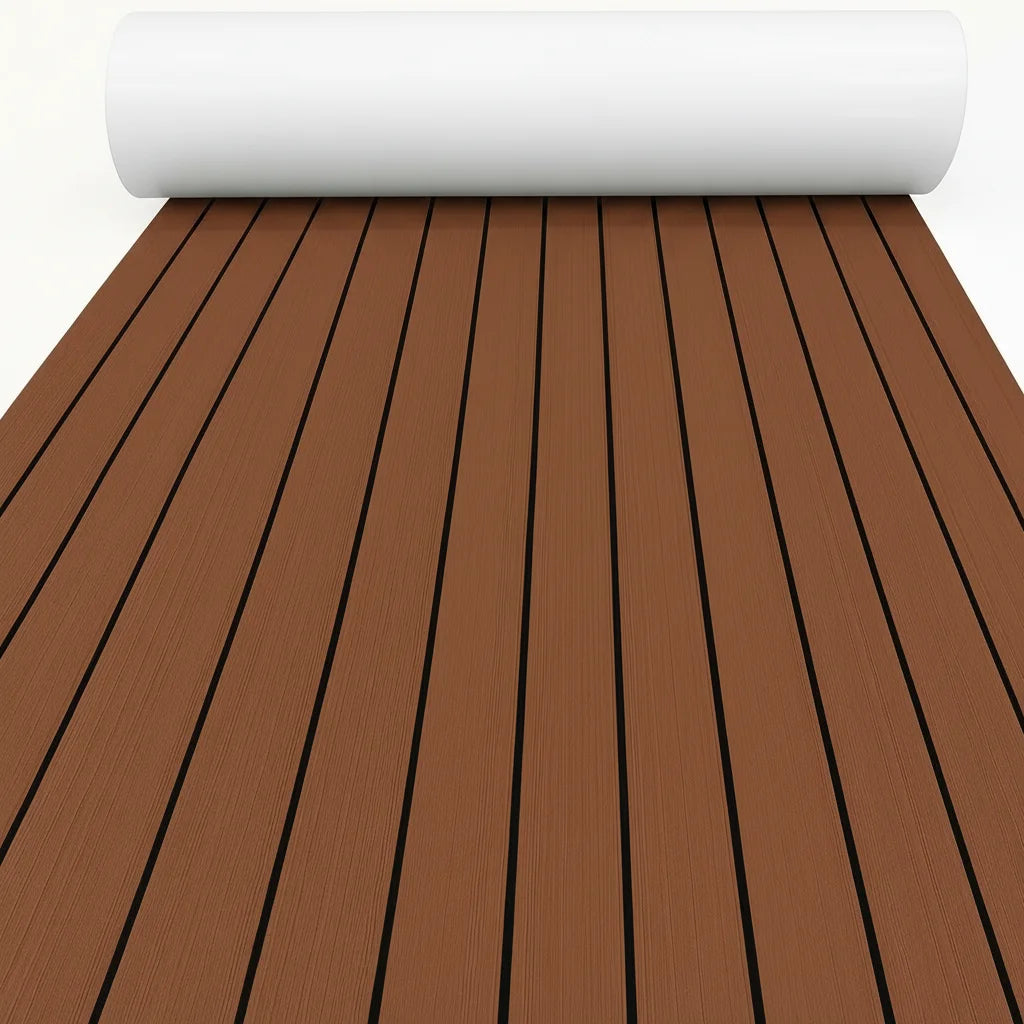 KXKZREN-2400x450mm EVA Foam Faux Teak Decking Sheet Marine Boat Flooring Sea Deck Yacht Mat Self-adhesive Kayak RV Non-slip Pad