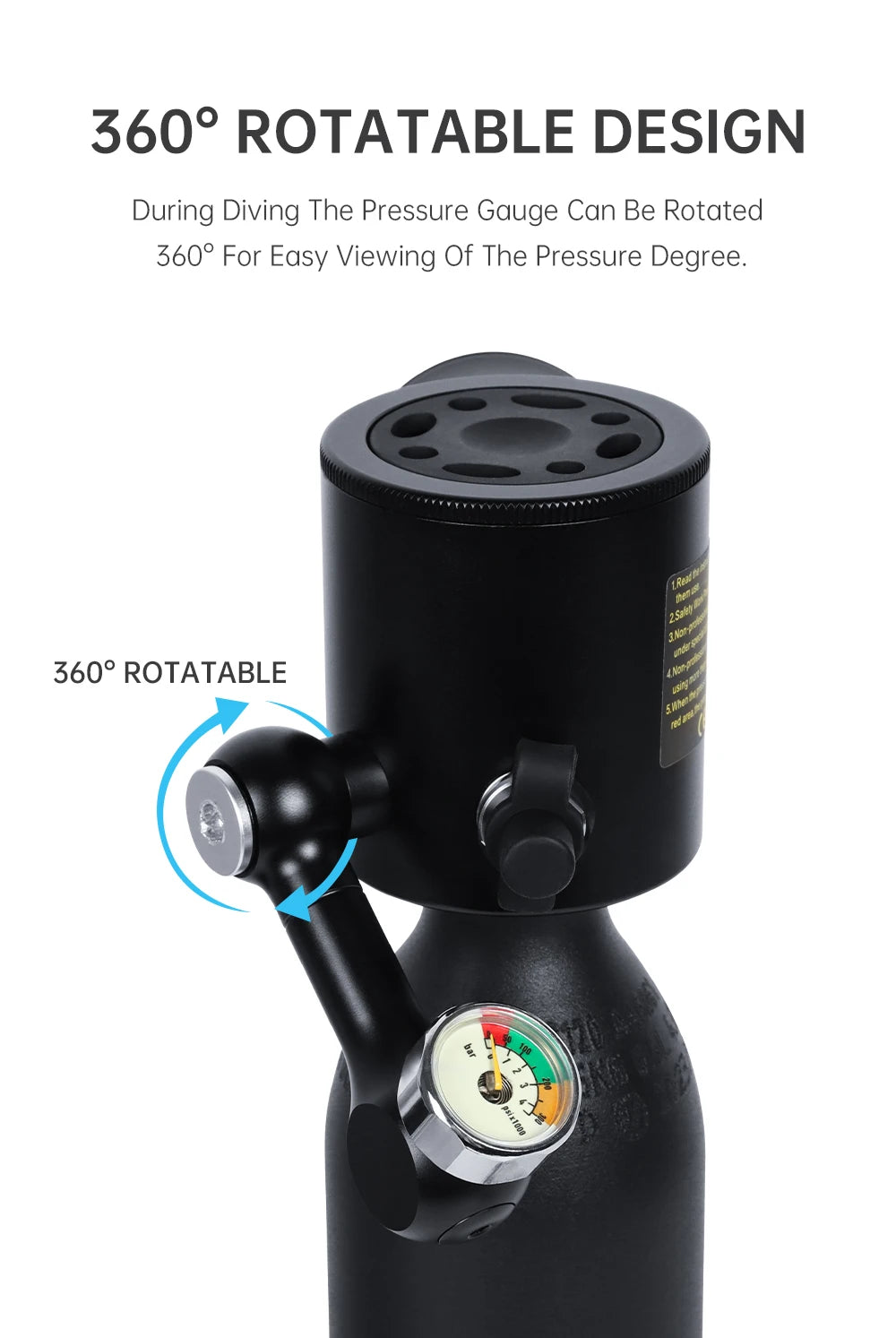 DIDEEP 0.5Liter Mini Scuba Diving Tank Set,Up to 5-10 Mins Underwater Diving Cylinder,Portable Lungs Gear with HD Full Face Mask