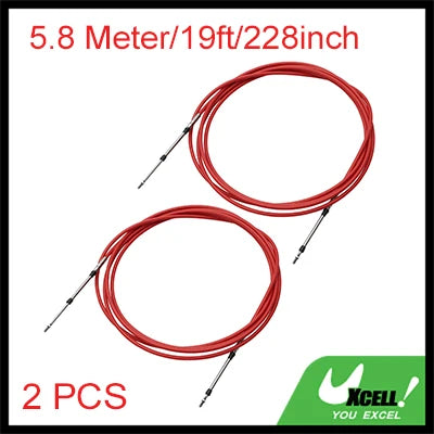2pcs 134 181 205 228 Inch Marine Throttle Shift Remote Control Box Cable for Outboard Engine Boat Motor Steering System Red