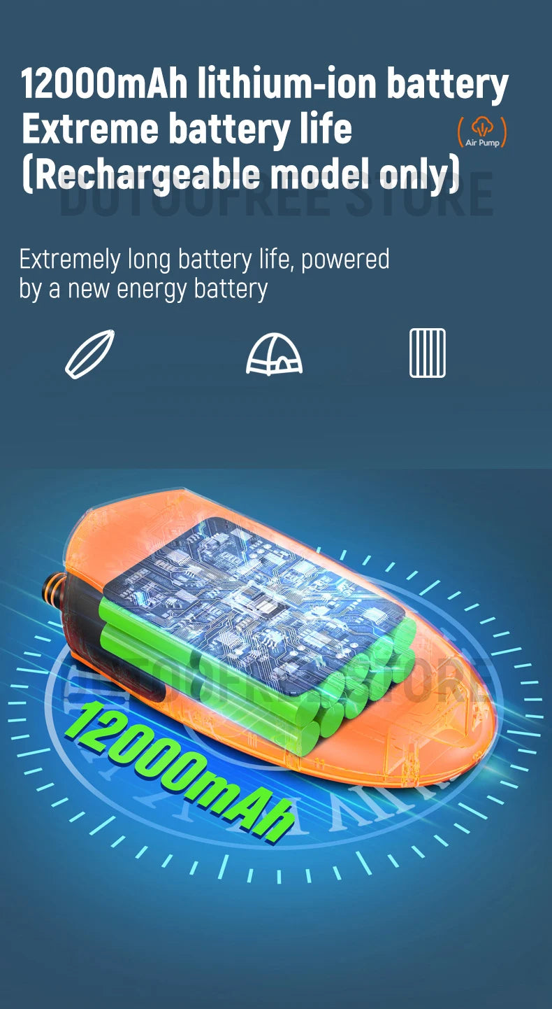 Wireless Electric Air Pump for SUP High Volume Portable Inflator Dual Function Boat Air Compressor Boat Inflatable Pump