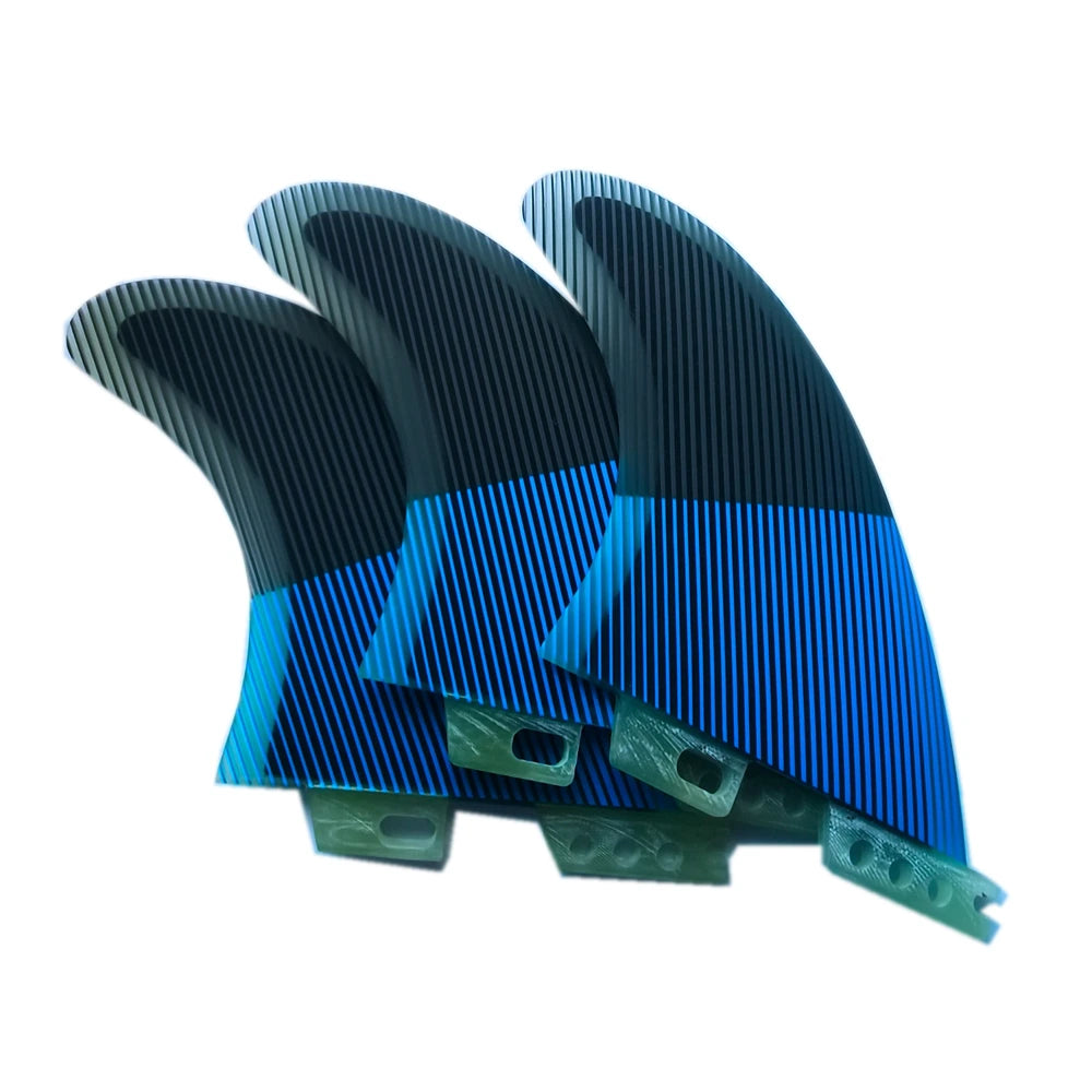 Pure Resin Surfboard Fins Tri Set Double Tabs II Base Size M - Surfing Equipment