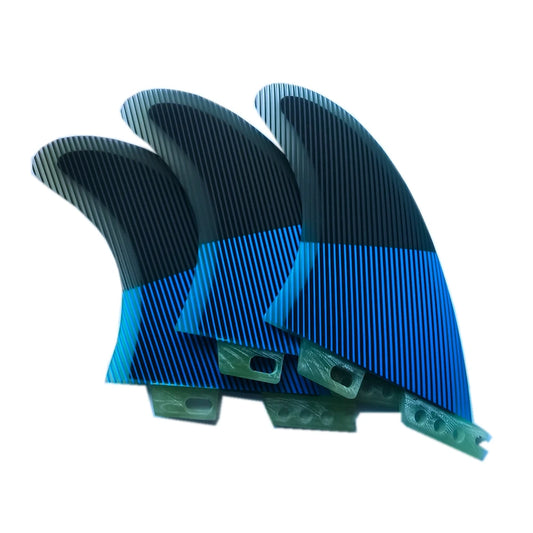 Pure Resin Surfboard Fins Tri Set Double Tabs II Base Size M - Surfing Equipment