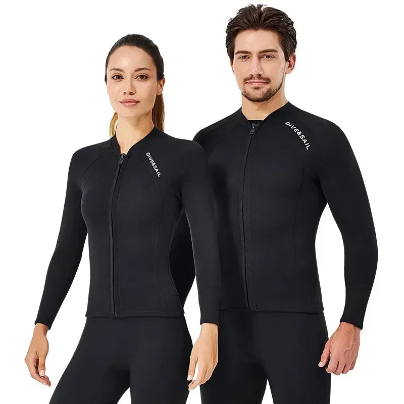 Wetsuit Jacket 2mm Neoprene Pant for Men Women Tops Long Sleeve Black Grey For Kayak,Skin Dive, Surfing Suit,  Diving Gear