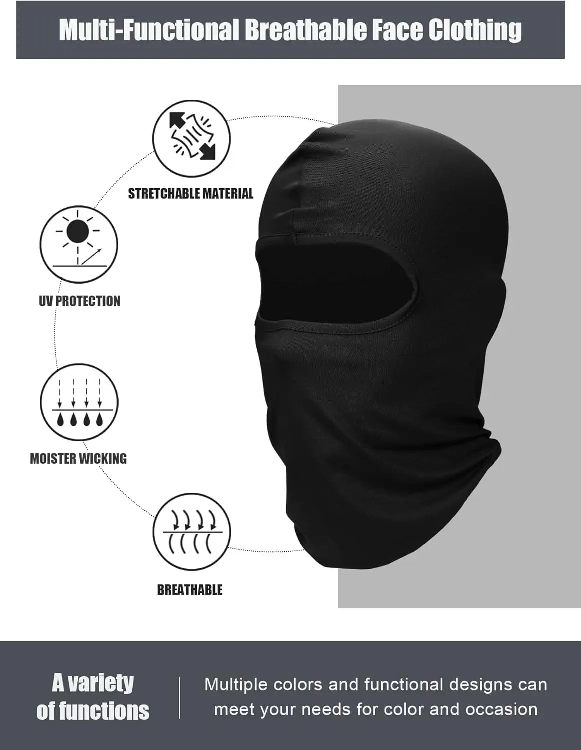 Face Mask UV Protection Windproof Thermal Ice Silk Neck Gaiter for Men Women Outdoor Sports Motorcycle Ski Face Cover Protector