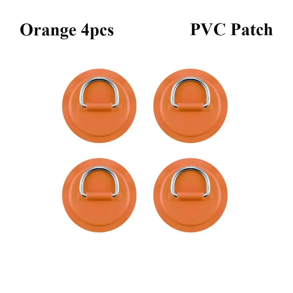 1/4Pcs 8cm Surfboard Dinghy Boat PVC Patch With Stainless Steel D Ring Deck Rigging Sup Round Ring Pad Boat Kayaking Accessorie