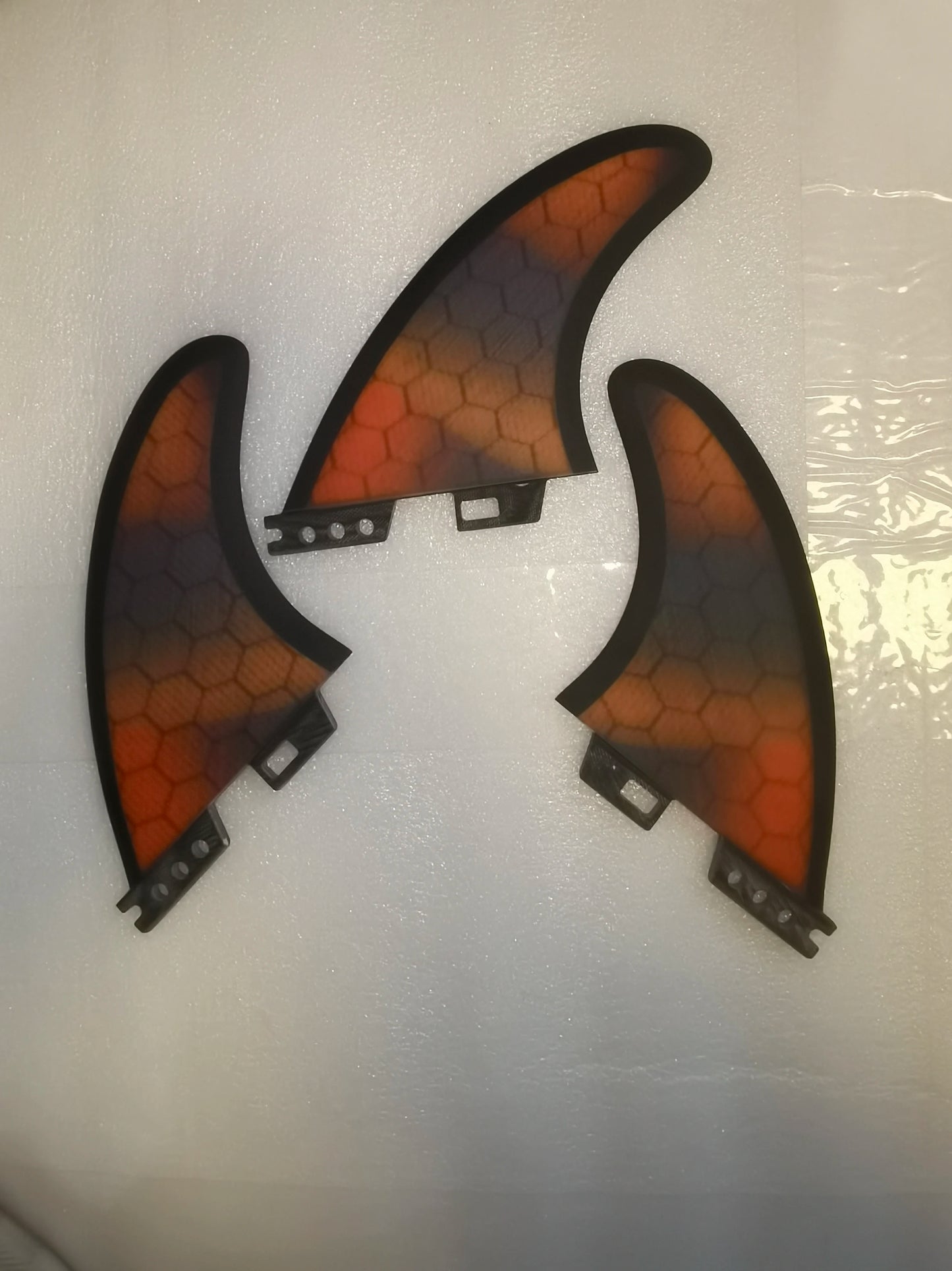 Pure Resin Surfboard Fins Tri Set Double Tabs II Base Size M - Surfing Equipment