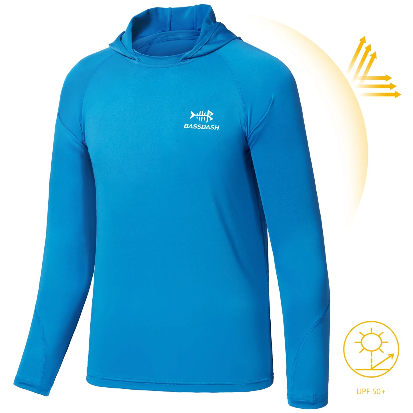 BASSDASH Youth UPF50+ Performance T Shirt with Hood Long Sleeve Fishing Hiking Sun Shirt FS03Y Lightweight Quick Dry Sailing