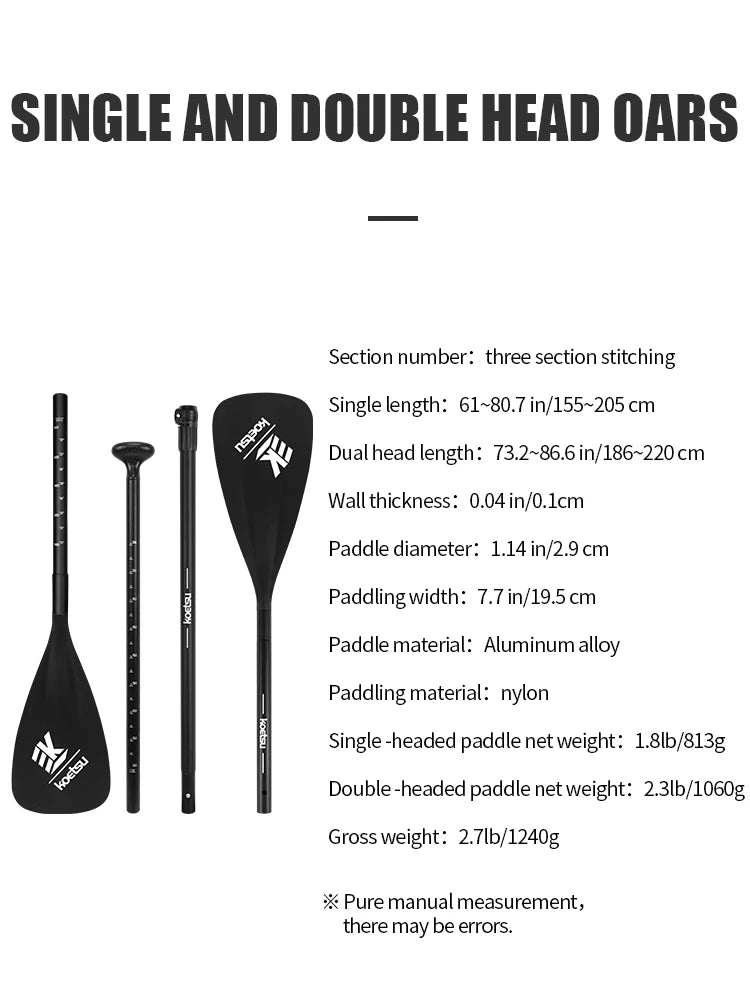 KOETSU Adjustable Aluminum Alloy Paddle for SUP Board and Kayak - Convertible Single/Double Head Oar for Water Sports,