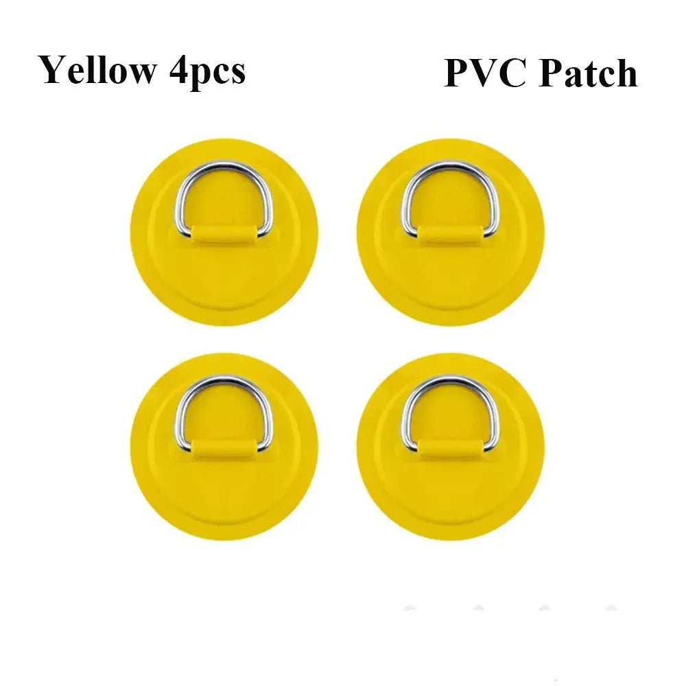 1/4Pcs 8cm Surfboard Dinghy Boat PVC Patch With Stainless Steel D Ring Deck Rigging Sup Round Ring Pad Boat Kayaking Accessorie