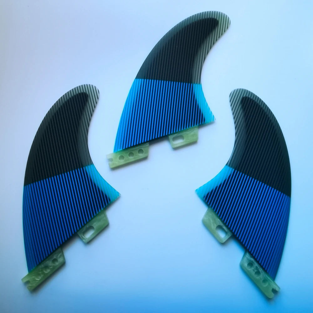 Pure Resin Surfboard Fins Tri Set Double Tabs II Base Size M - Surfing Equipment