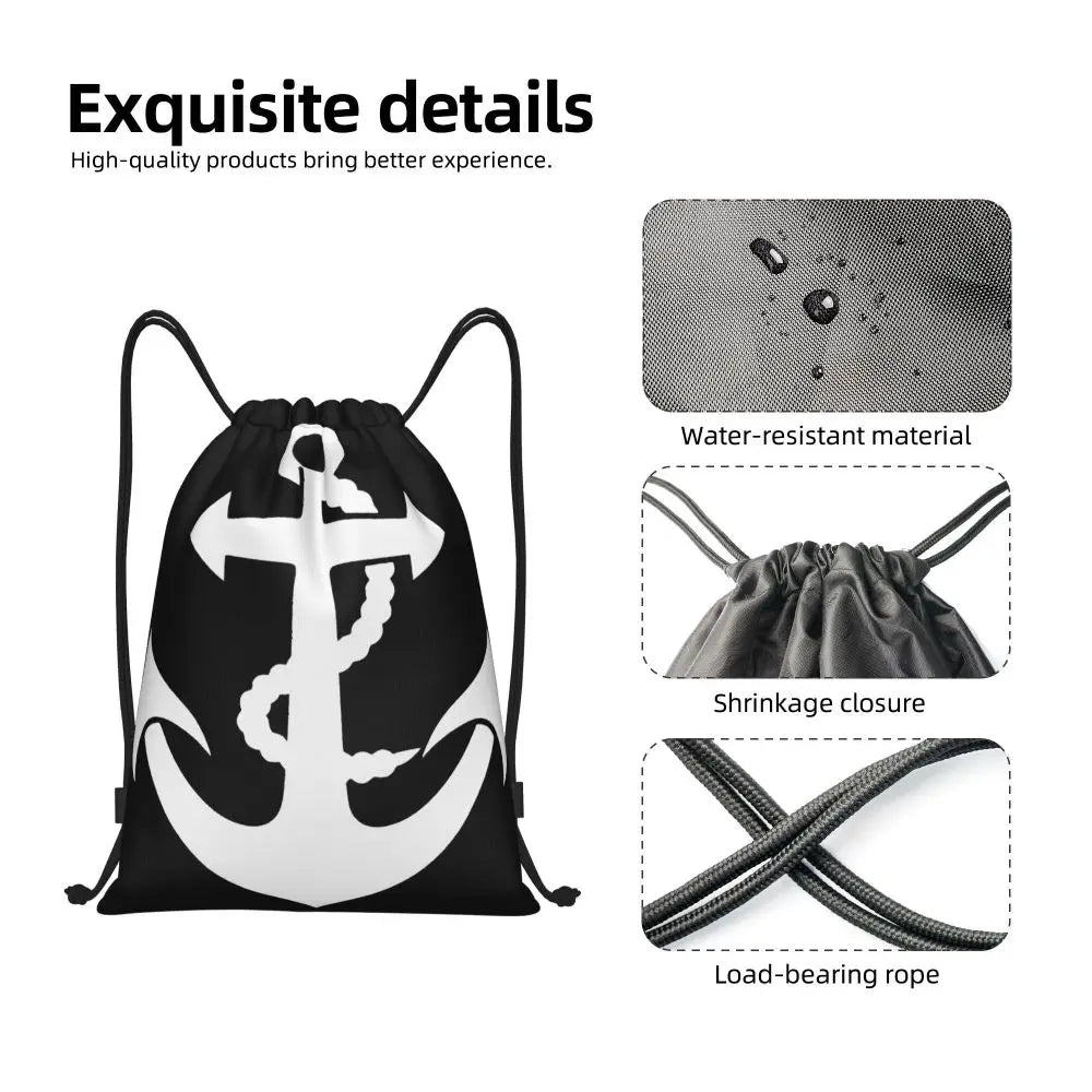 Nautical Anchor Multi-function Portable Drawstring Bags Sports Bag Book Bag