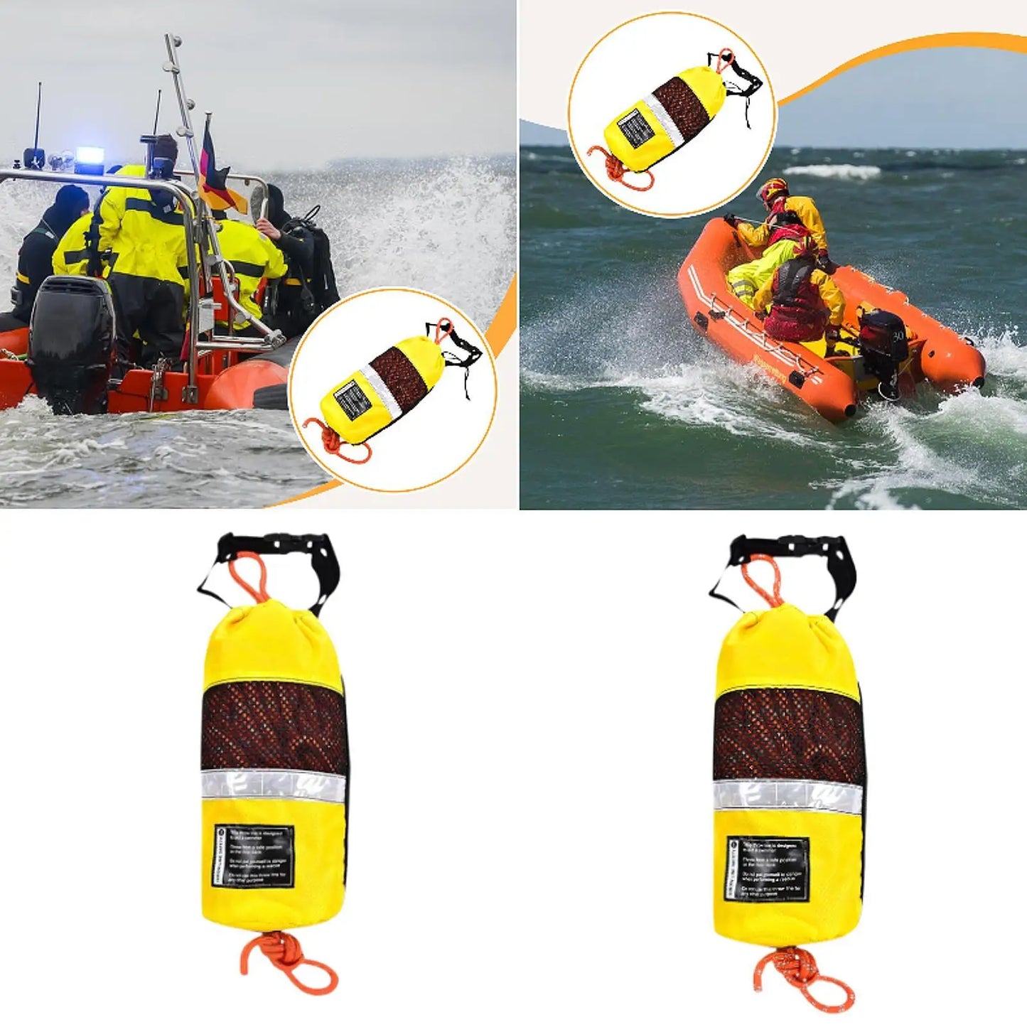 Water Throw Bag Boat Rope Floating Throwing Rope Throwing Line for Rafting Ice Fishing Canoeing Buoyant Dinghy Boating