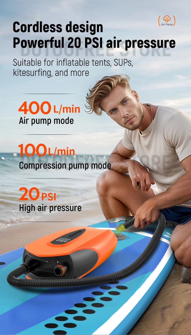 Electric Air Pump for SUP Wireless Electric Inflator High Volume Air Pump for Boats Dual Function Portable Air Compressor