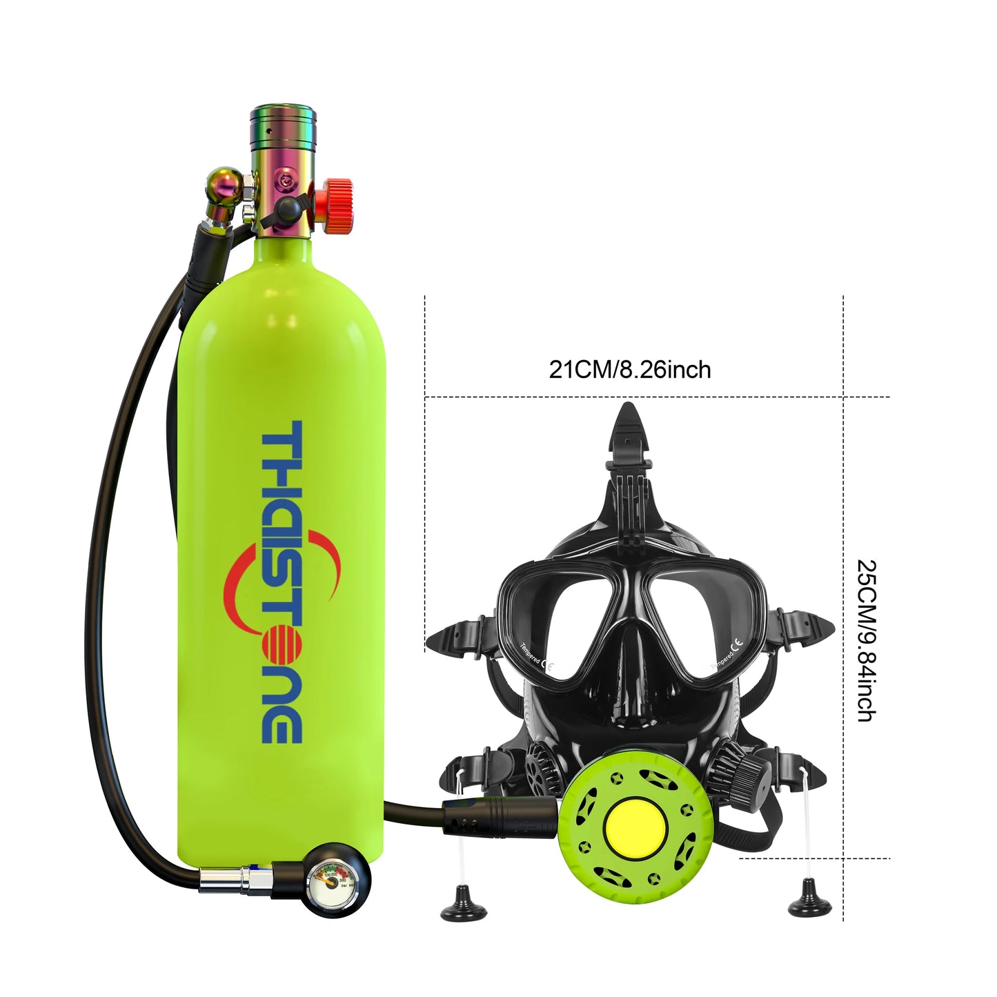 THAISTONE-Scuba Diving Air Tank, Underwater Breath Air Tank, Oxygen Tank, Snorkeling Equipment, 2.3L, 30-35 Minutes