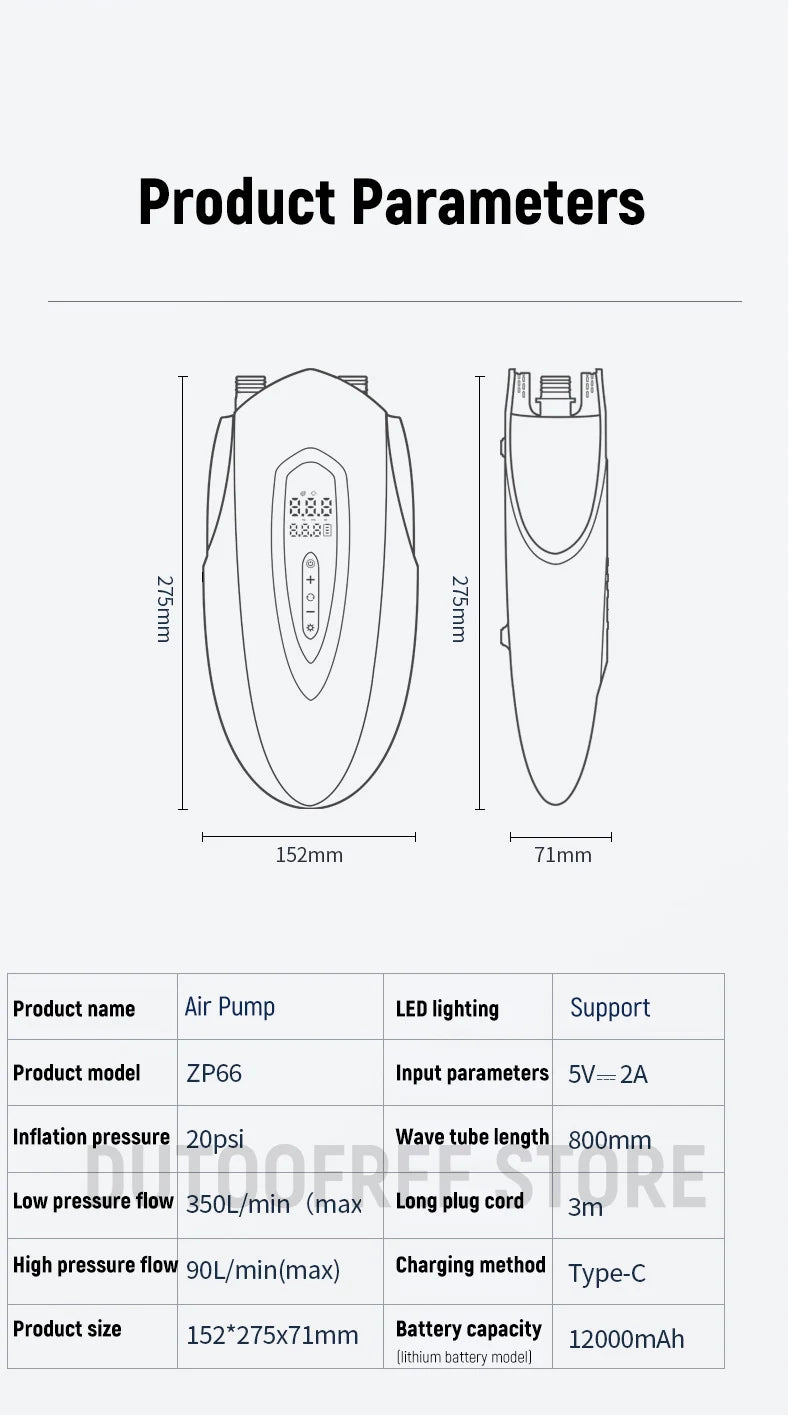 Electric Air Pump for SUP Wireless Electric Inflator High Volume Air Pump for Boats Dual Function Portable Air Compressor
