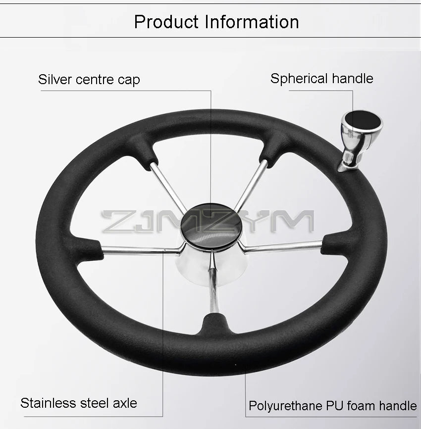 11" 13.5 " Marine Stainless Steel Boat Steering Wheel For Yacht with Black Foam Grip Boat Accessories